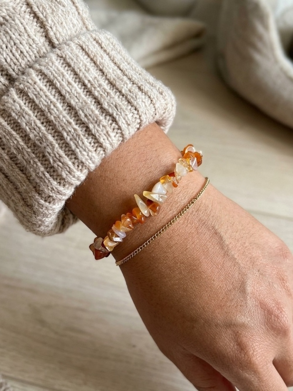 Carnelian Chipped Bracelet Size 5”